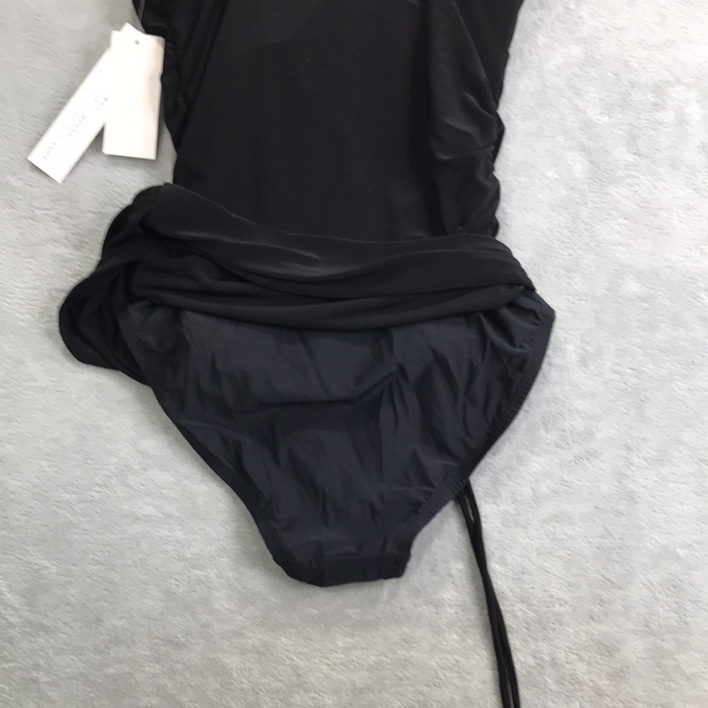 Beyond Control Black V Neck Cinching Swim Dress Size 6 New - Picture 8 of 12